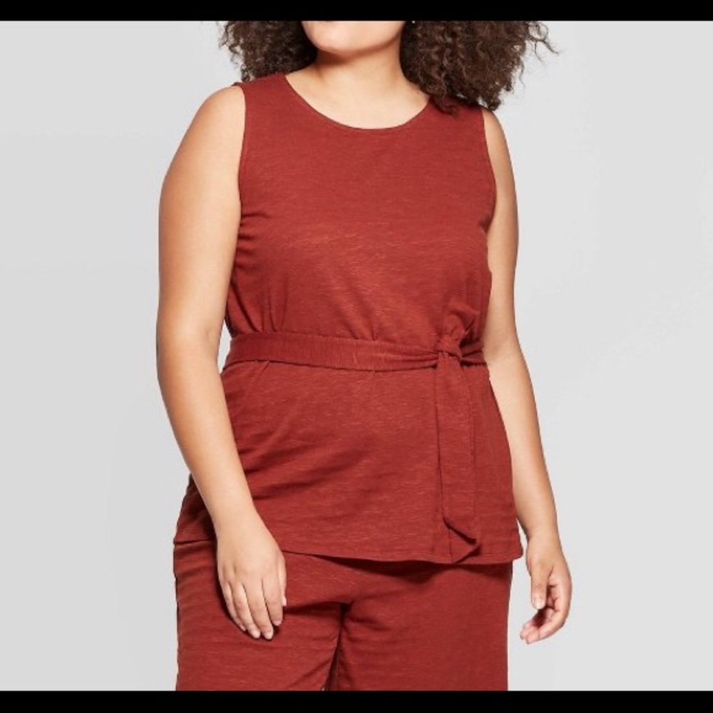 NWT- Ava & Viv Plus Size Belted Knit Tank - Picture 1 of 2
